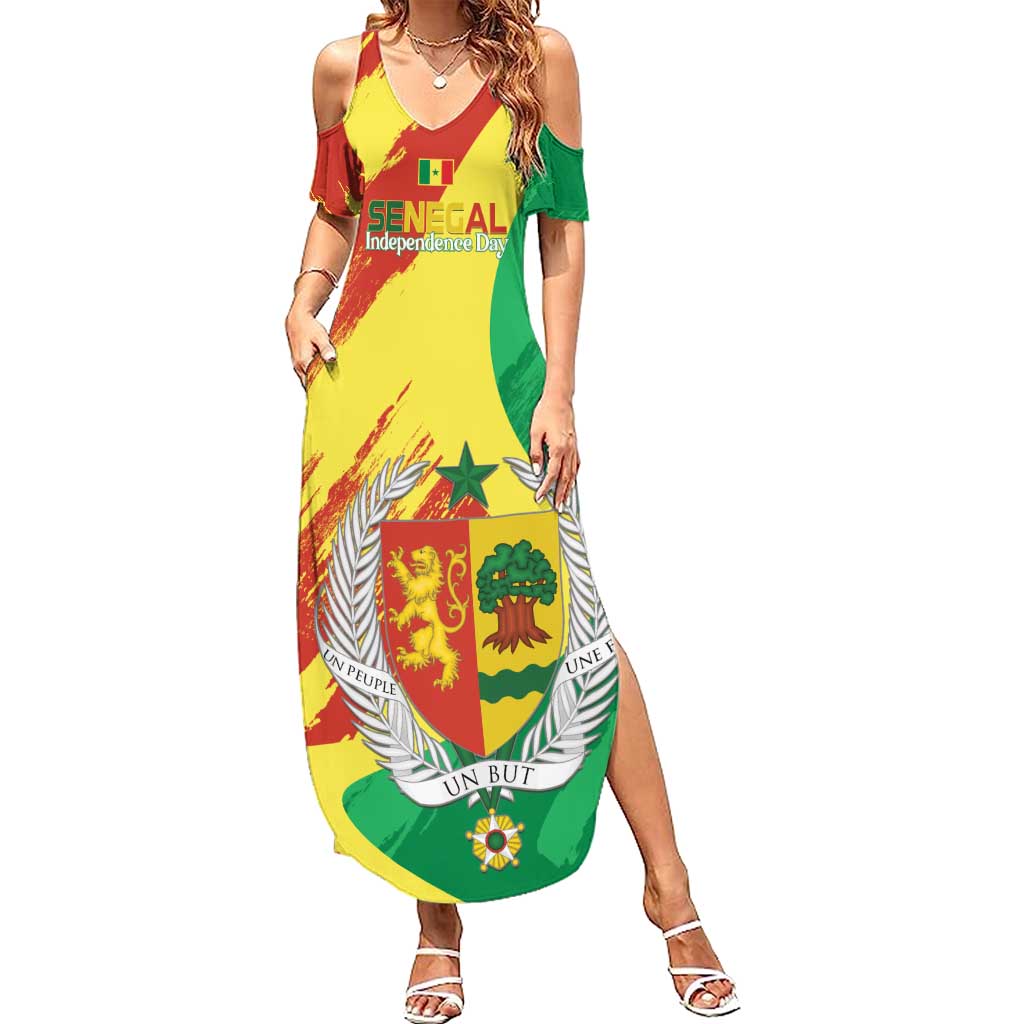 Senegal Independence Day Summer Maxi Dress Coat Of Arms Grunge Style