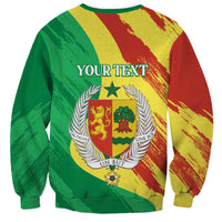 Green and red sweatshirt with coat of arms crest and "YOUR TEXT" back print