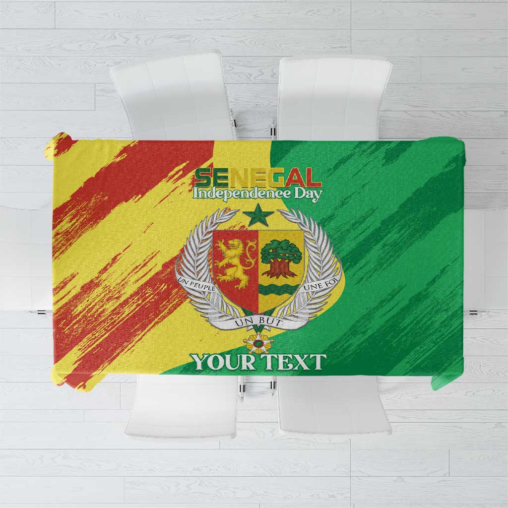 Senegal Independence Day Tablecloth Coat Of Arms Grunge Style