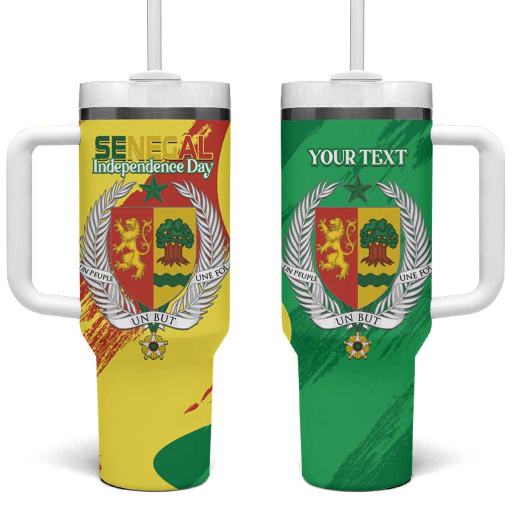 Senegal Independence Day Tumbler With Handle Coat Of Arms Grunge Style