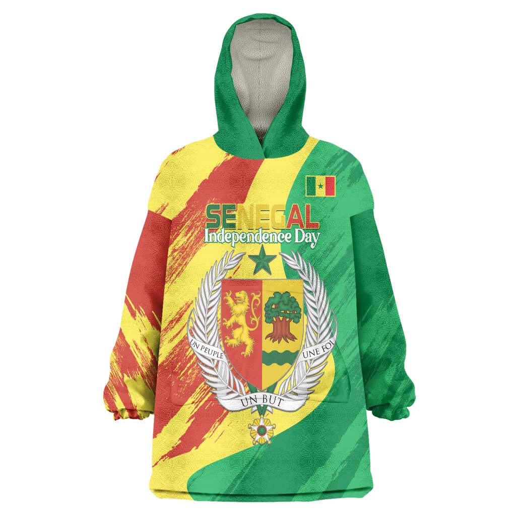 Senegal Independence Day Wearable Blanket Hoodie Coat Of Arms Grunge Style