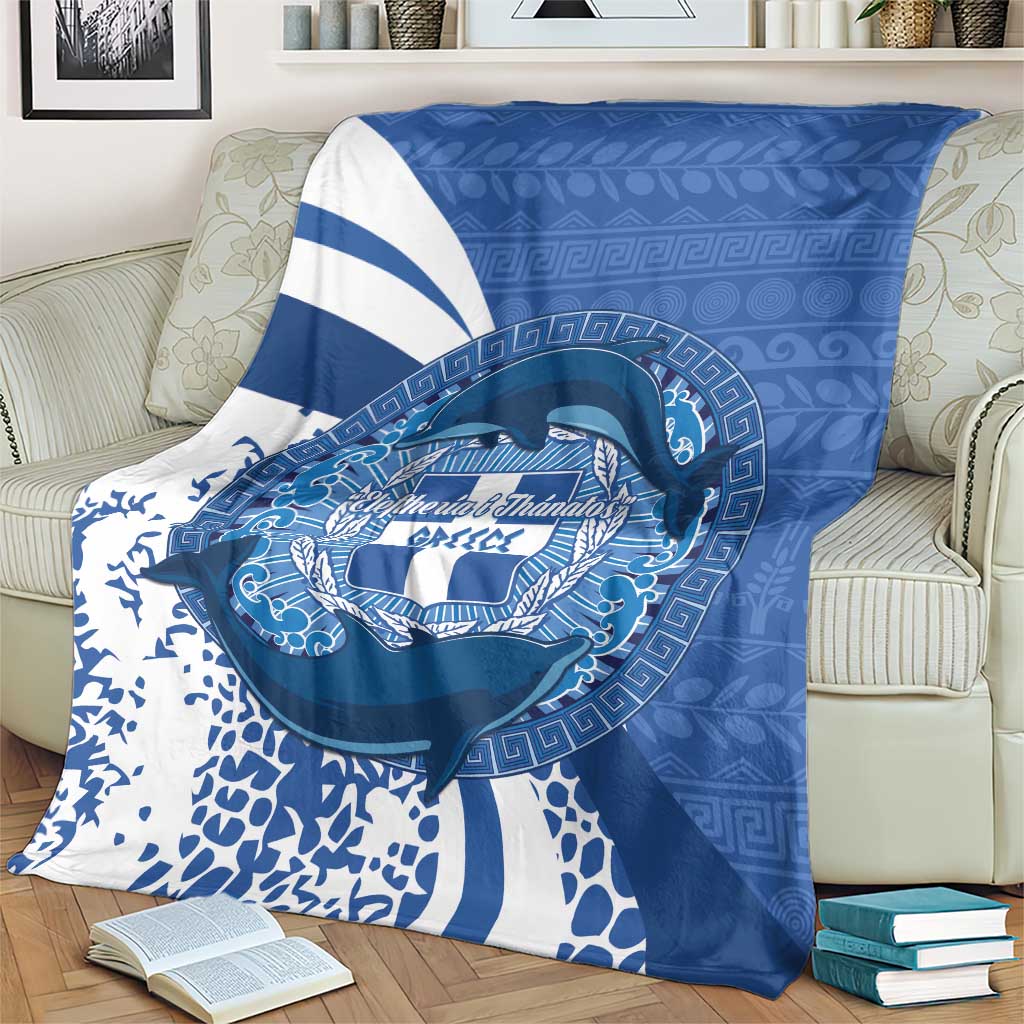 Greece Independence Day Blanket Greek Pattern With Dolphins