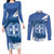 Greece Independence Day Couples Matching Long Sleeve Bodycon Dress and Long Sleeve Button Shirt Greek Pattern With Dolphins