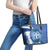 Greece Independence Day Leather Tote Bag Greek Pattern With Dolphins