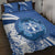 Greece Independence Day Quilt Bed Set Greek Pattern With Dolphins