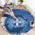 Greece Independence Day Round Carpet Greek Pattern With Dolphins