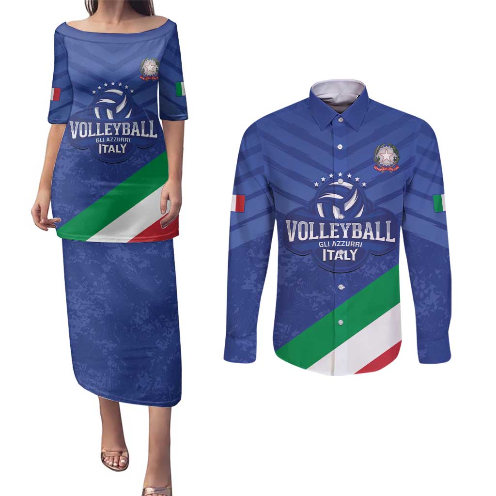 Custom Italy Volleyball Couples Matching Puletasi and Long Sleeve Button Shirt 2025 Gli Azzurri