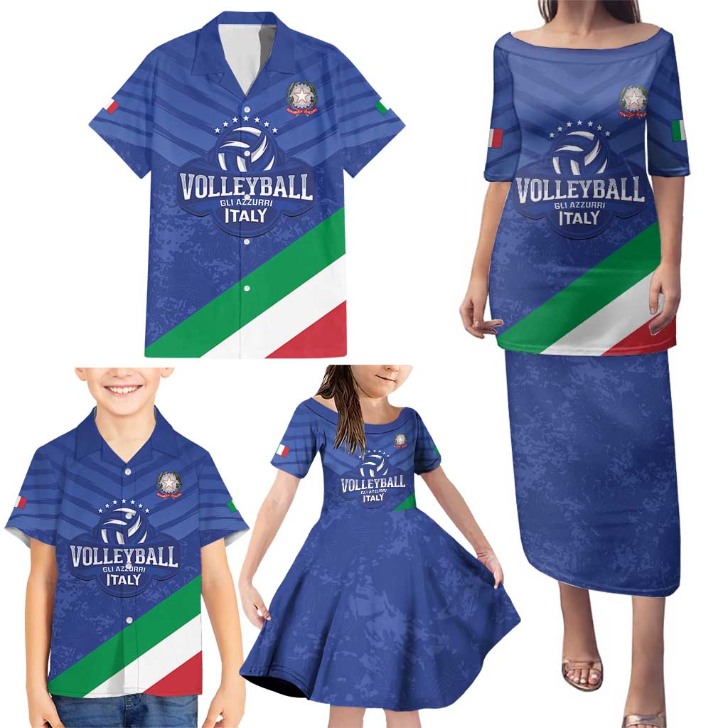 Custom Italy Volleyball Family Matching Puletasi and Hawaiian Shirt 2025 Gli Azzurri