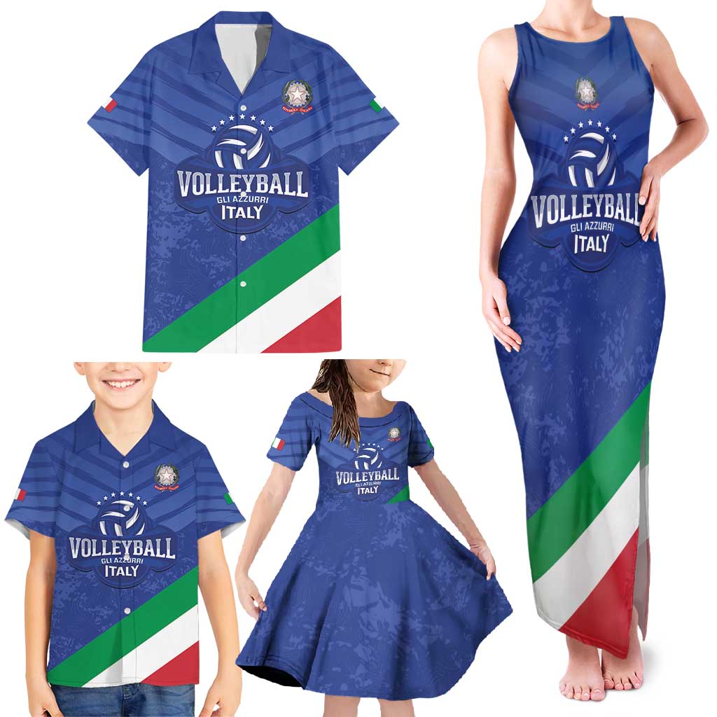 Custom Italy Volleyball Family Matching Tank Maxi Dress and Hawaiian Shirt 2025 Gli Azzurri