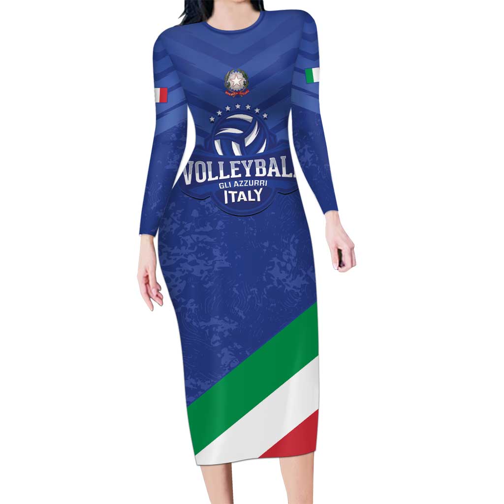 Custom Italy Volleyball Long Sleeve Bodycon Dress 2025 Gli Azzurri