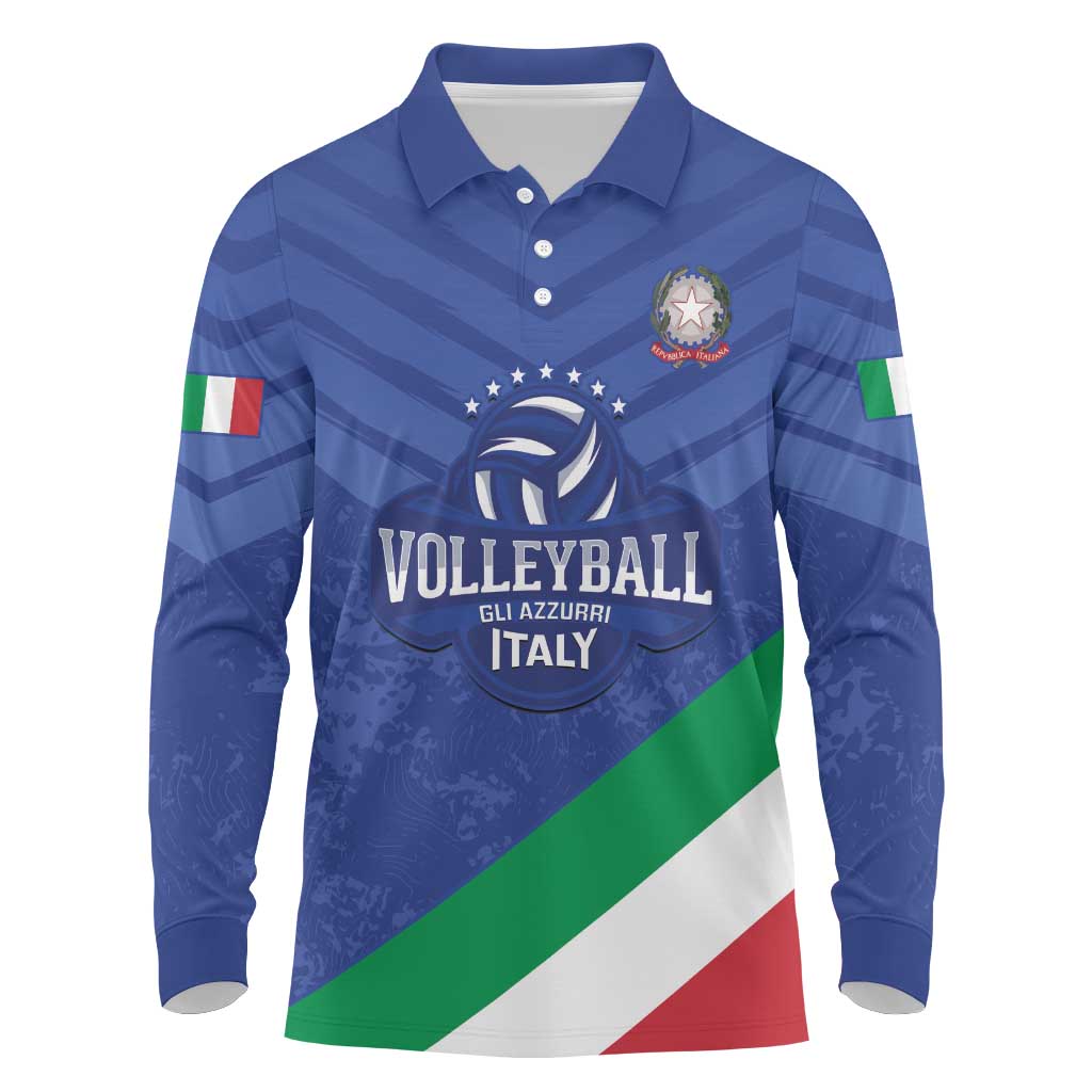 Custom Italy Volleyball Long Sleeve Polo Shirt 2025 Gli Azzurri