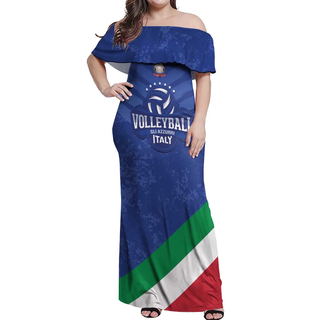 Custom Italy Volleyball Off Shoulder Maxi Dress 2025 Gli Azzurri