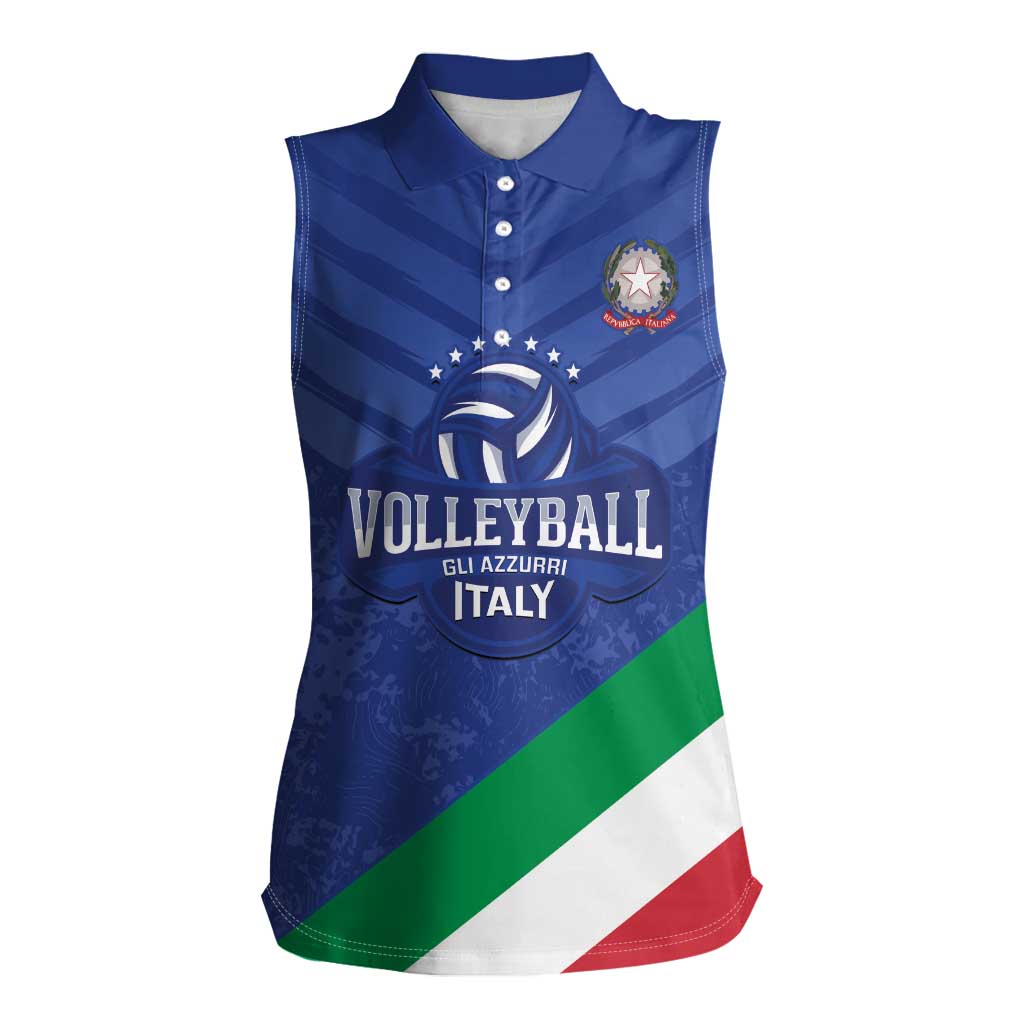 Custom Italy Volleyball Women Sleeveless Polo Shirt 2025 Gli Azzurri