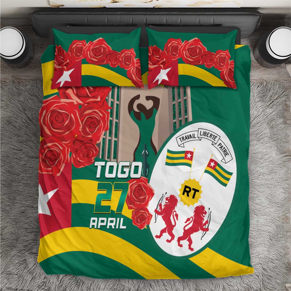 Togo Independence Day Bedding Set Happy April 27th Coat Of Arms