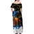 Israel Memorial Day Off Shoulder Maxi Dress Red Everlasting Flower With Candle Light