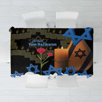 Israel Memorial Day Tablecloth Red Everlasting Flower With Candle Light