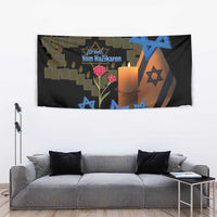 Israel Memorial Day Tapestry Red Everlasting Flower With Candle Light