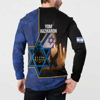 Yom HaZikaron Israel Button Sweatshirt We Will Always Remember Camouflage Style