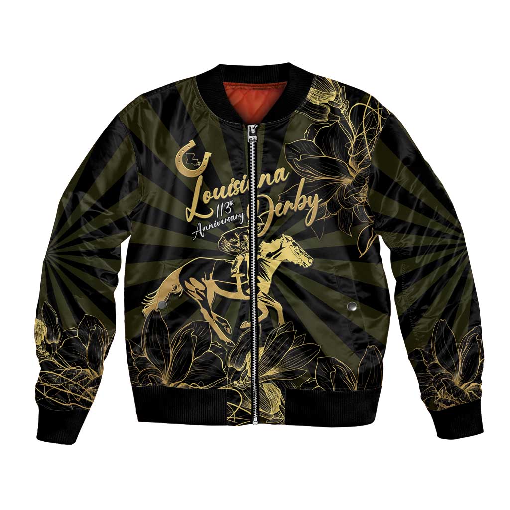 Personalized Louisiana Horse Racing Bomber Jacket 113th Anniversary Magnolia Blossom