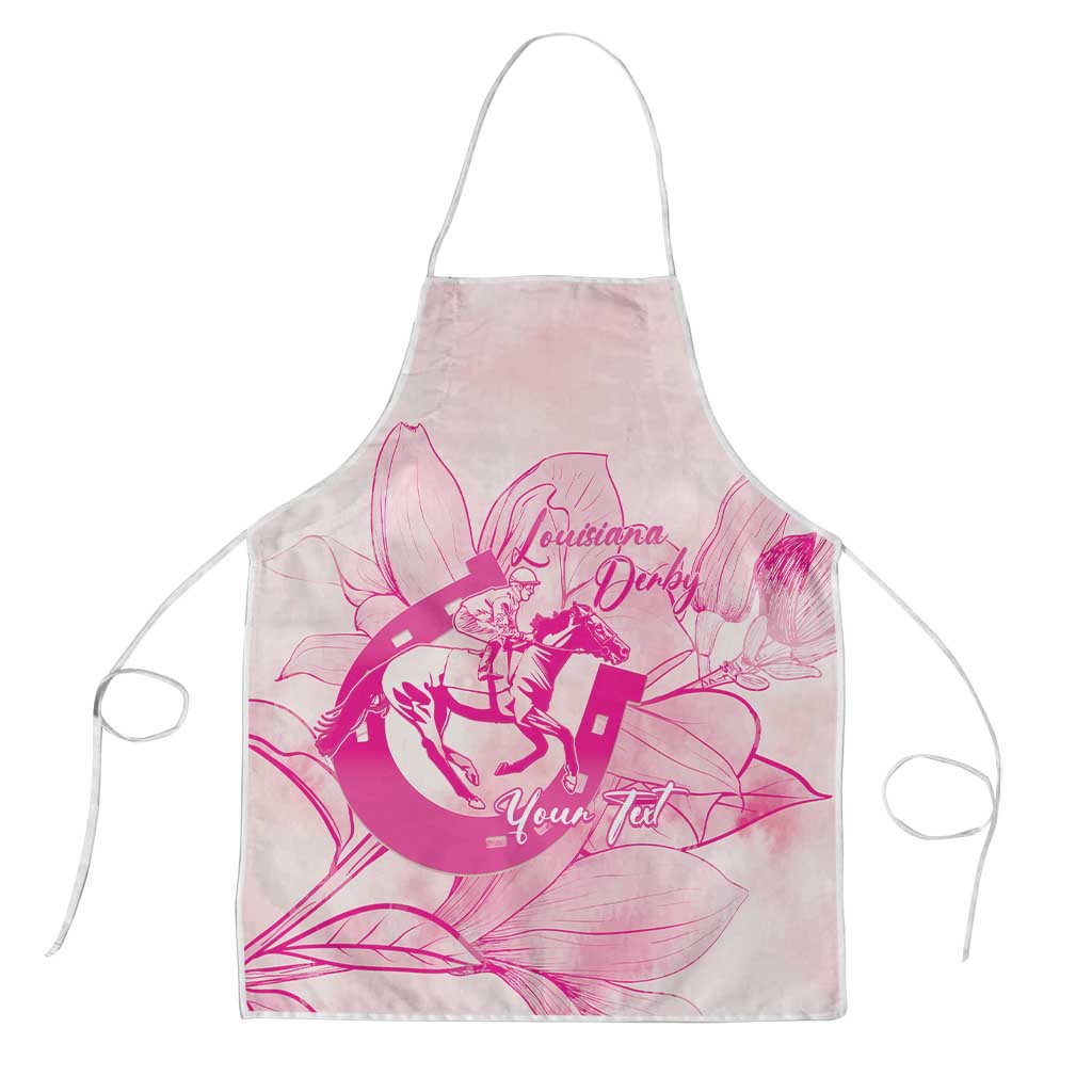 Personalized Louisiana Horse Racing Derby Apron Magnolia Blossom Horseshoe Pastel Pink