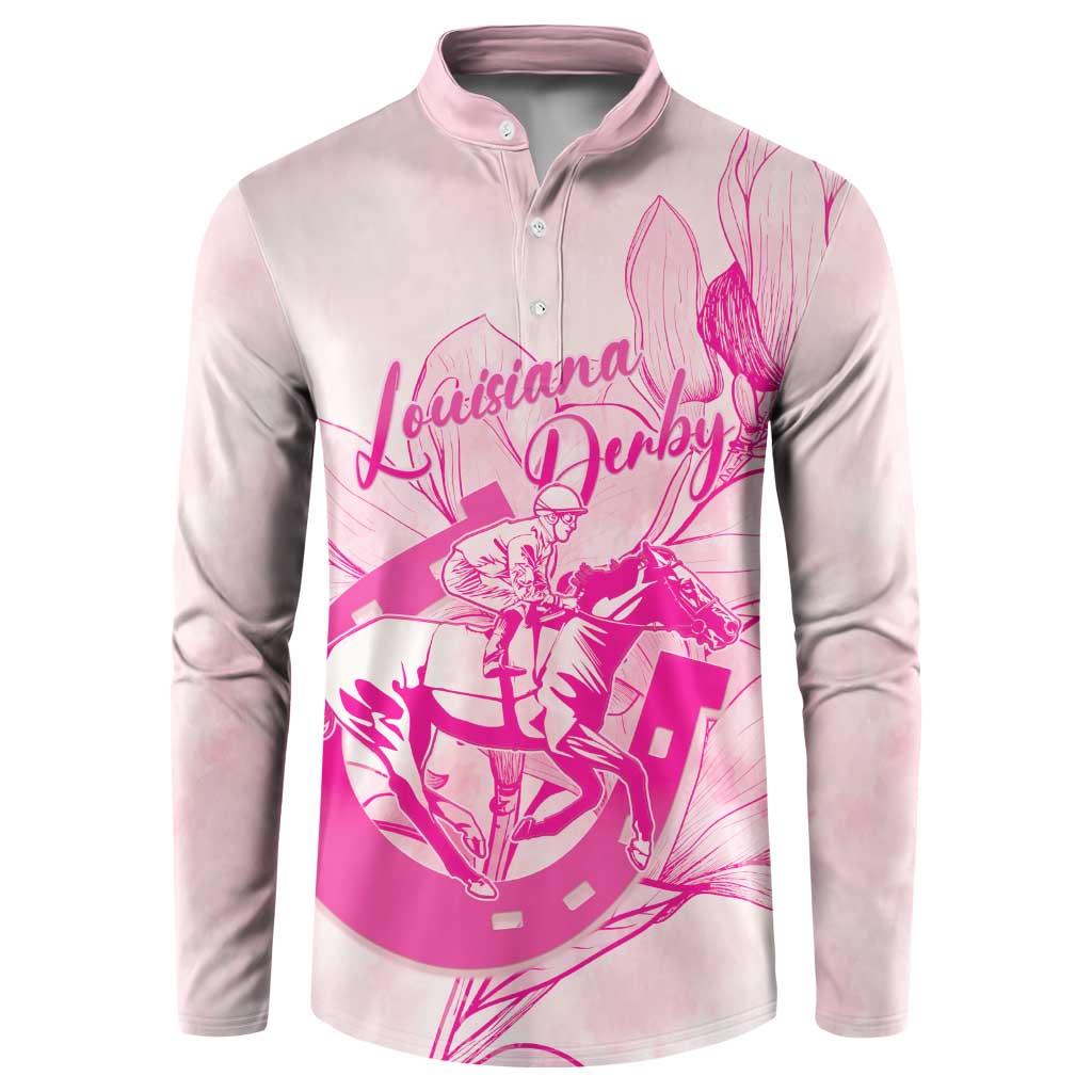 Personalized Louisiana Horse Racing Derby Button Sweatshirt Magnolia Blossom Horseshoe Pastel Pink