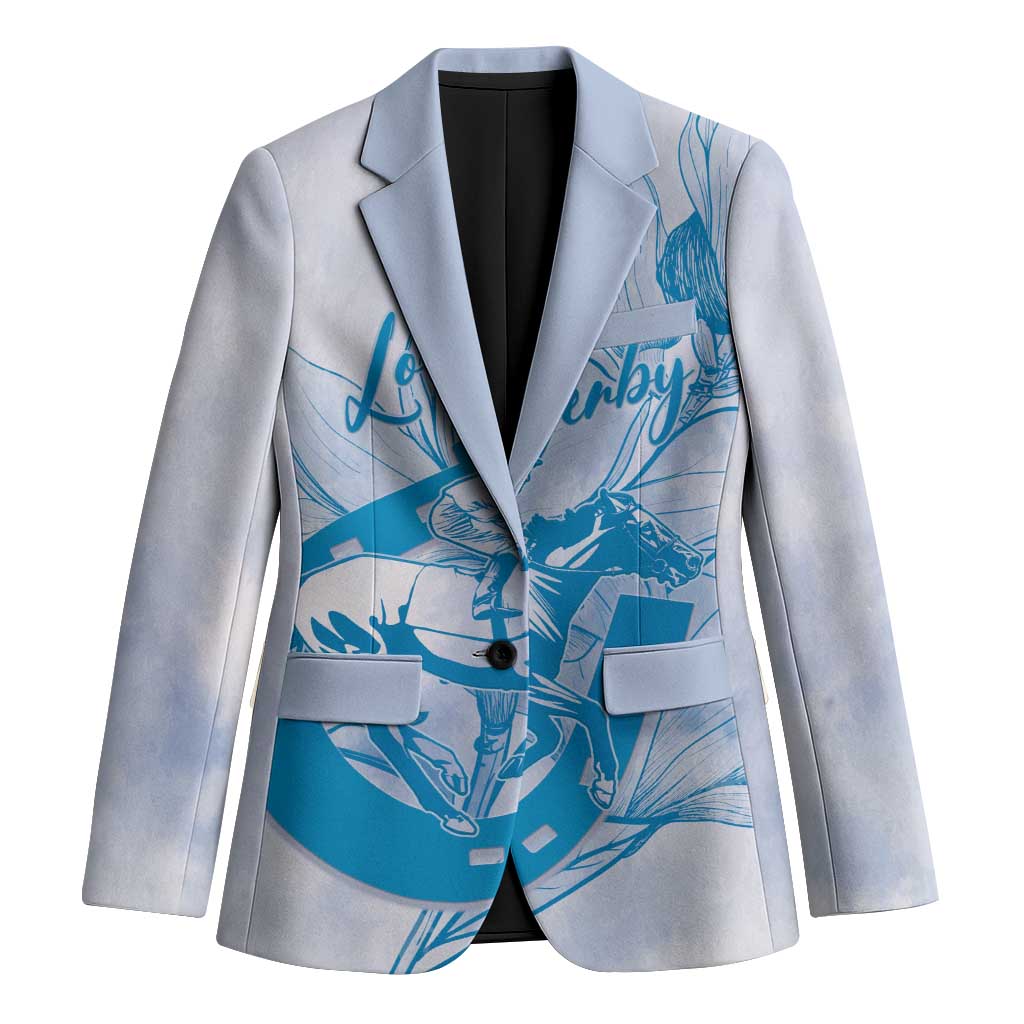 Personalized Louisiana Horse Racing Derby Blazer Magnolia Blossom Horseshoe Pastel Blue