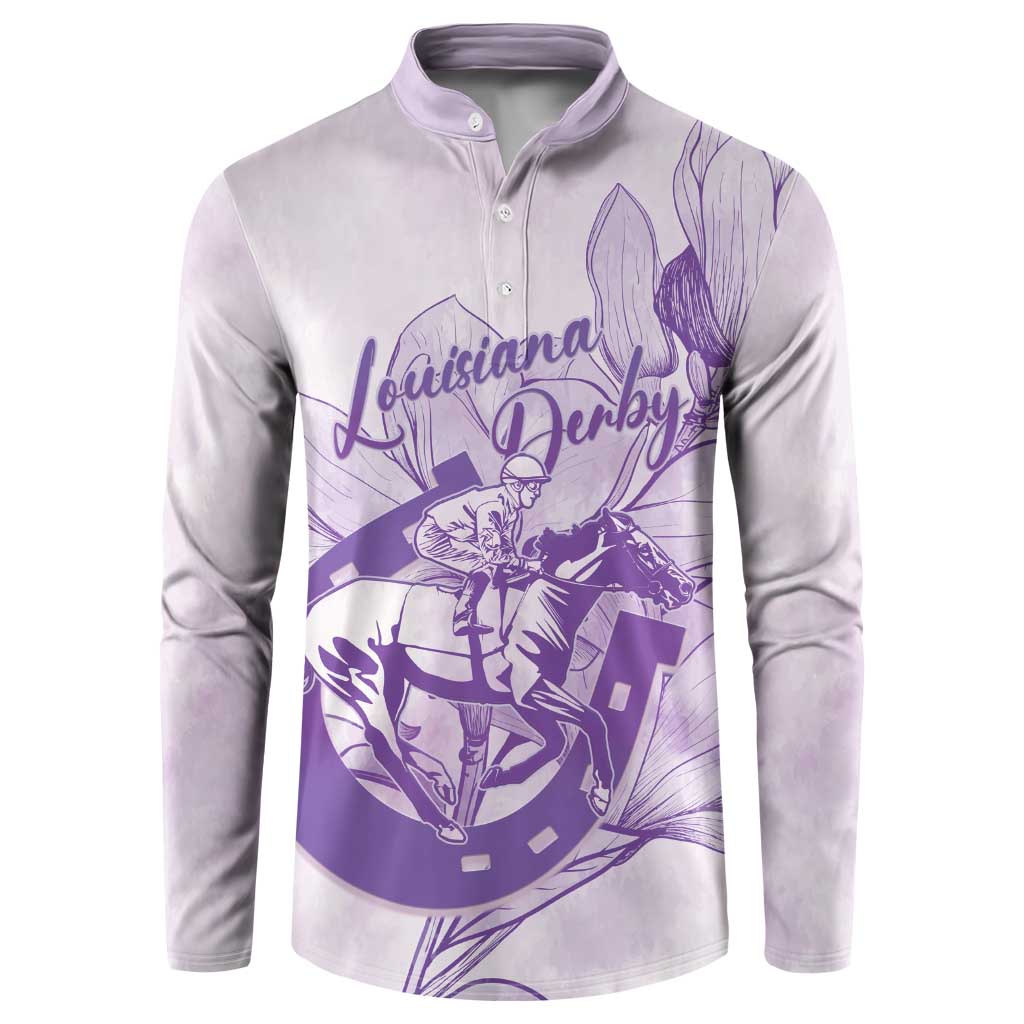 Personalized Louisiana Horse Racing Derby Button Sweatshirt Magnolia Blossom Horseshoe Pastel Purple