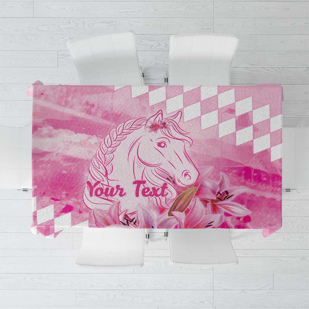 Kentucky Horse Racing Oaks Personalized Tablecloth Filly Lily Flowers Pink Out