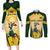 South Africa Rugby Couples Matching Long Sleeve Bodycon Dress and Long Sleeve Button Shirts 2023 World Cup Springboks Mascot - Wonder Print Shop