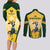 South Africa Rugby Couples Matching Long Sleeve Bodycon Dress and Long Sleeve Button Shirts 2023 World Cup Springboks Mascot - Wonder Print Shop