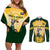 South Africa Rugby Couples Matching Off Shoulder Short Dress and Long Sleeve Button Shirts 2023 World Cup Springboks Mascot - Wonder Print Shop