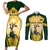 South Africa Rugby Couples Matching Short Sleeve Bodycon Dress and Long Sleeve Button Shirts 2023 World Cup Springboks Mascot - Wonder Print Shop