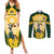 South Africa Rugby Couples Matching Summer Maxi Dress and Long Sleeve Button Shirts 2023 World Cup Springboks Mascot - Wonder Print Shop