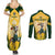 South Africa Rugby Couples Matching Summer Maxi Dress and Long Sleeve Button Shirts 2023 World Cup Springboks Mascot - Wonder Print Shop