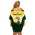 South Africa Rugby Off Shoulder Short Dress 2023 World Cup Springboks Mascot - Wonder Print Shop