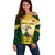 South Africa Rugby Off Shoulder Sweater 2023 World Cup Springboks Mascot - Wonder Print Shop