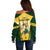 South Africa Rugby Off Shoulder Sweater 2023 World Cup Springboks Mascot - Wonder Print Shop