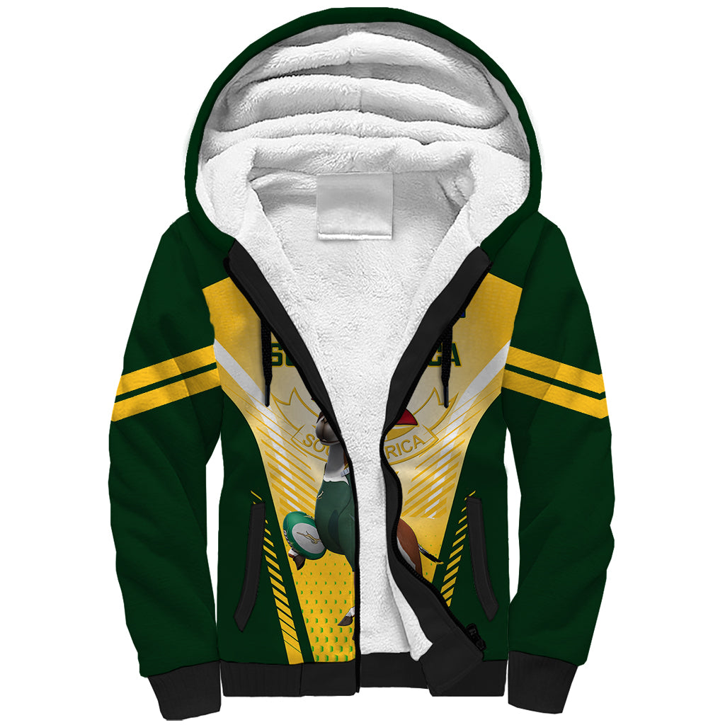 South Africa Rugby Sherpa Hoodie 2023 World Cup Springboks Mascot - Wonder Print Shop