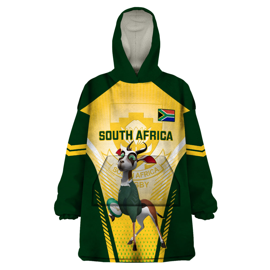 South Africa Rugby Wearable Blanket Hoodie 2023 World Cup Springboks Mascot - Wonder Print Shop