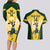 Custom South Africa Rugby Couples Matching Long Sleeve Bodycon Dress and Hawaiian Shirt 2023 World Cup Springboks Mascot - Wonder Print Shop