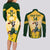 Custom South Africa Rugby Couples Matching Long Sleeve Bodycon Dress and Long Sleeve Button Shirts 2023 World Cup Springboks Mascot - Wonder Print Shop