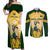 Custom South Africa Rugby Couples Matching Off Shoulder Maxi Dress and Long Sleeve Button Shirts 2023 World Cup Springboks Mascot - Wonder Print Shop