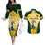 Custom South Africa Rugby Couples Matching Off The Shoulder Long Sleeve Dress and Hawaiian Shirt 2023 World Cup Springboks Mascot - Wonder Print Shop