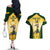 Custom South Africa Rugby Couples Matching Off The Shoulder Long Sleeve Dress and Hawaiian Shirt 2023 World Cup Springboks Mascot - Wonder Print Shop