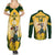 Custom South Africa Rugby Couples Matching Summer Maxi Dress and Long Sleeve Button Shirts 2023 World Cup Springboks Mascot - Wonder Print Shop