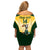 Custom South Africa Rugby Off Shoulder Short Dress 2023 World Cup Springboks Mascot - Wonder Print Shop