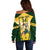 Custom South Africa Rugby Off Shoulder Sweater 2023 World Cup Springboks Mascot - Wonder Print Shop