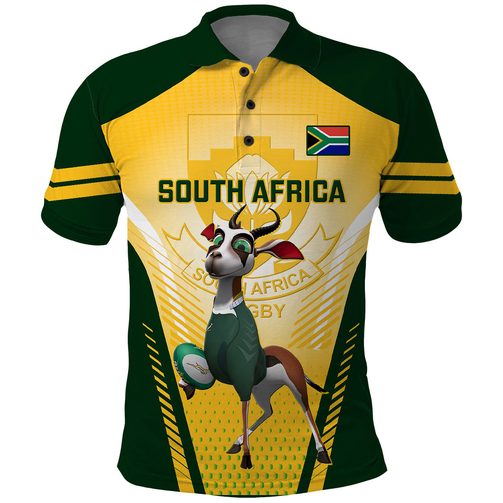 Custom South Africa Rugby Polo Shirt 2023 World Cup Springboks Mascot - Wonder Print Shop