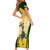 Custom South Africa Rugby Short Sleeve Bodycon Dress 2023 World Cup Springboks Mascot - Wonder Print Shop