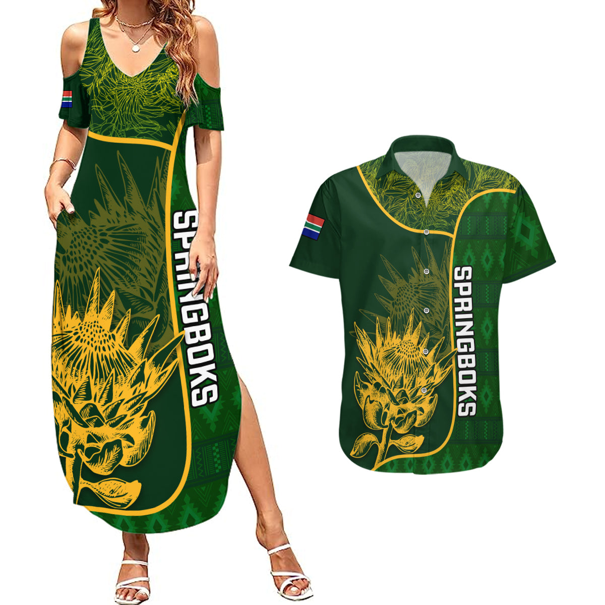 Custom South Africa Rugby Couples Matching Summer Maxi Dress and Hawaiian Shirt 2023 Go Champions Springboks With Protea - Wonder Print Shop